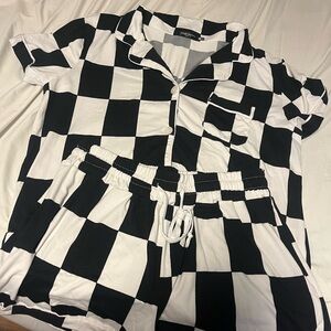 Tart Black and White Checkered Pajama Set